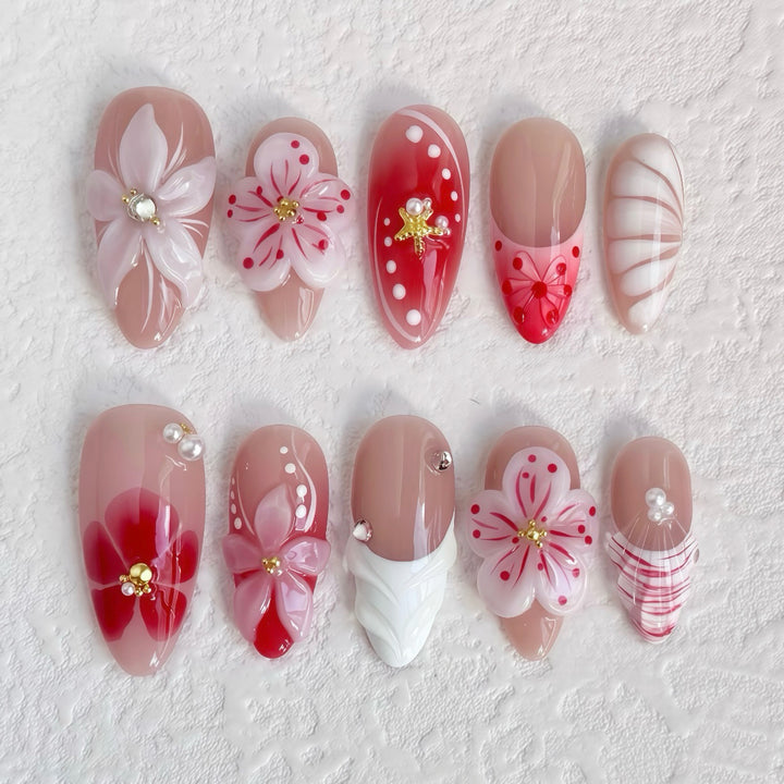 Artistic Floral-Inspired Press-On Nail Collection