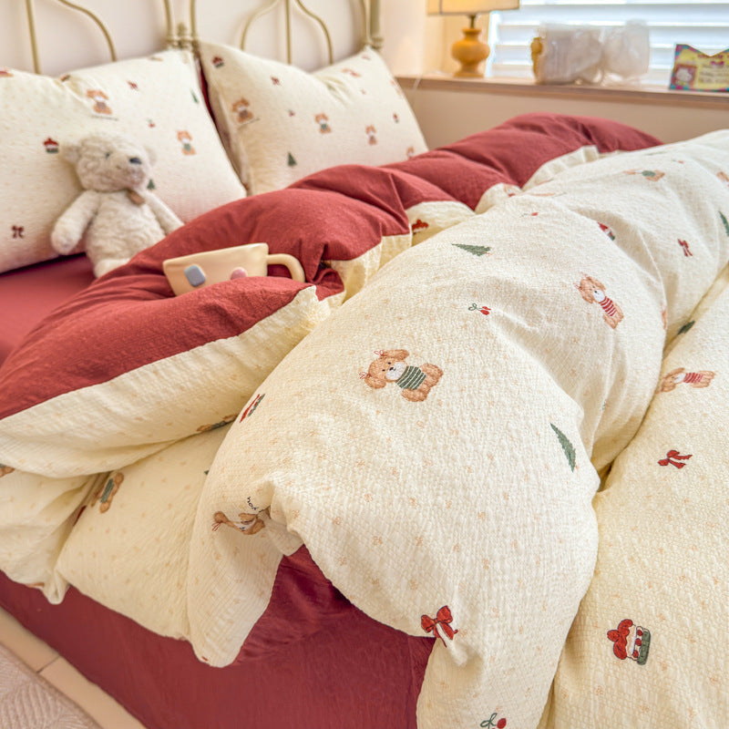Children's Playful Cartoon Animal Print Bedding Set