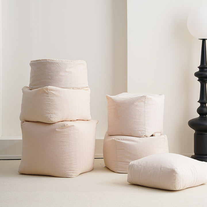 Modular floor cushion and pouf set with water-repellent microfiber cover