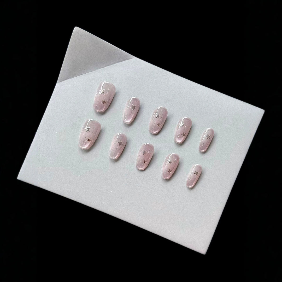 Press-On Nail Kit with Star Accents