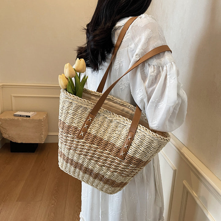 Comfortable beach bag with leather handles Stornfield