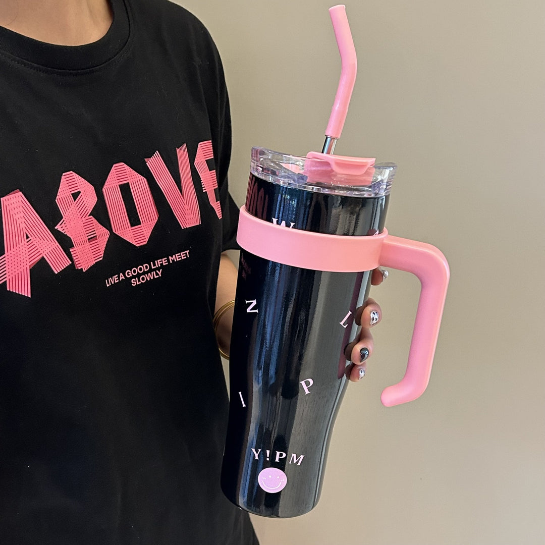 Women's insulated drinking bottle with integrated straw and ergonomic handle Stornfield