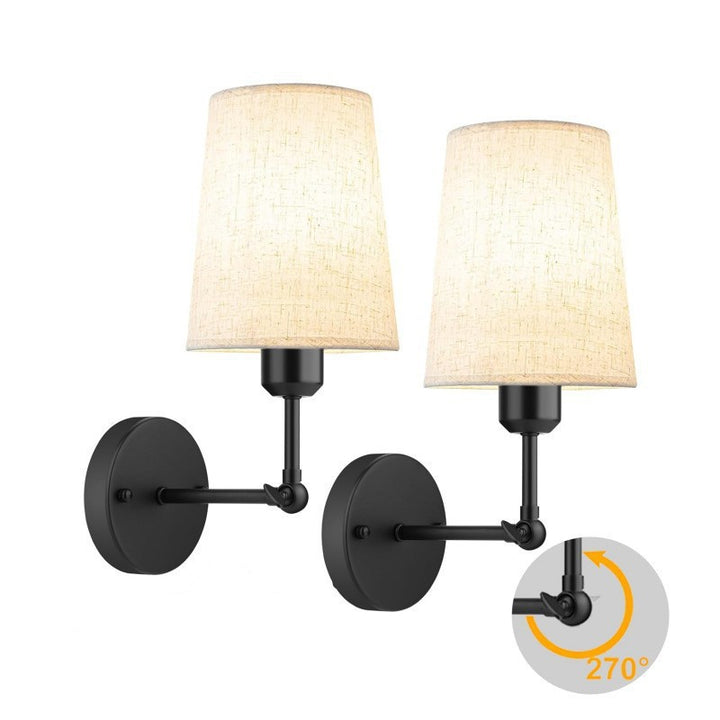 Adjustable Fabric Two-Arm Wall Light Fixture