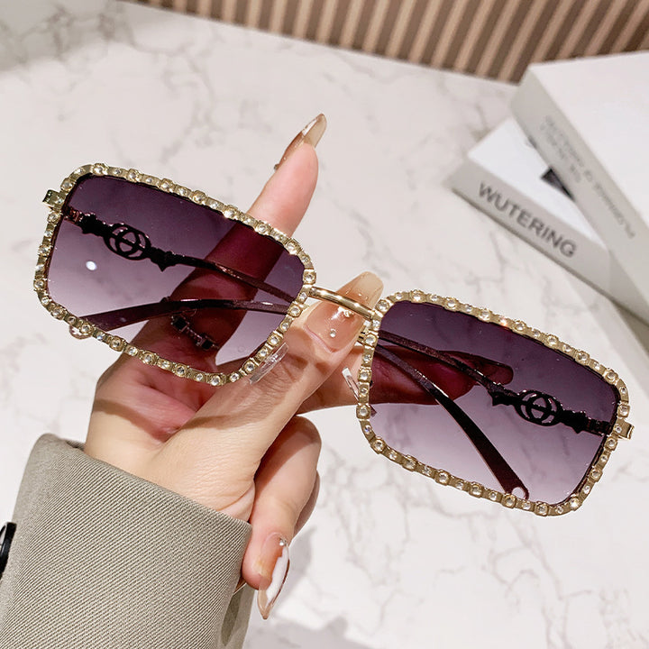 Women's elegant square sunglasses with luxurious rhinestone frame Stornfield
