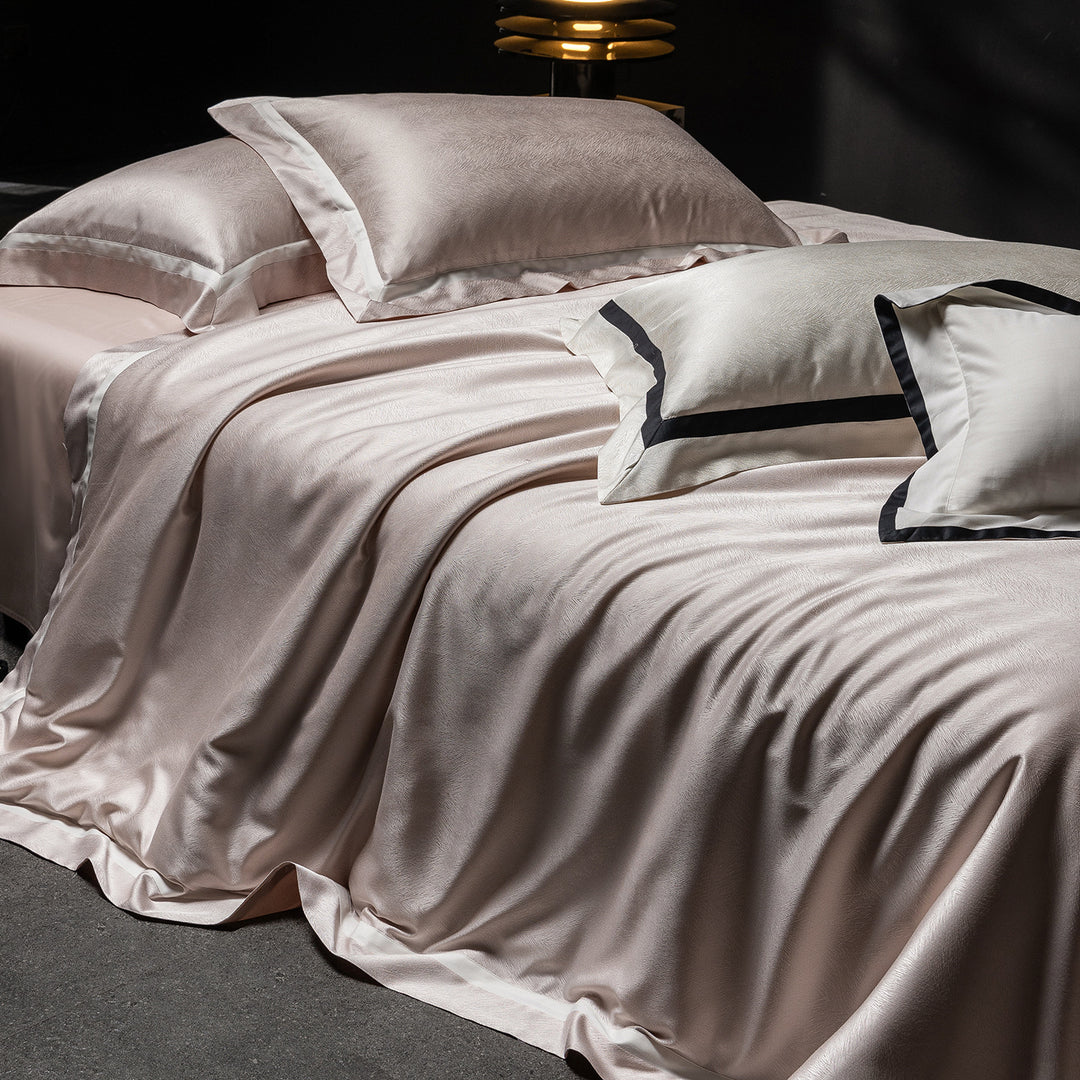 Satin Sateen Duvet Cover Set with Tailored Hem and Matching Pillow Shams
