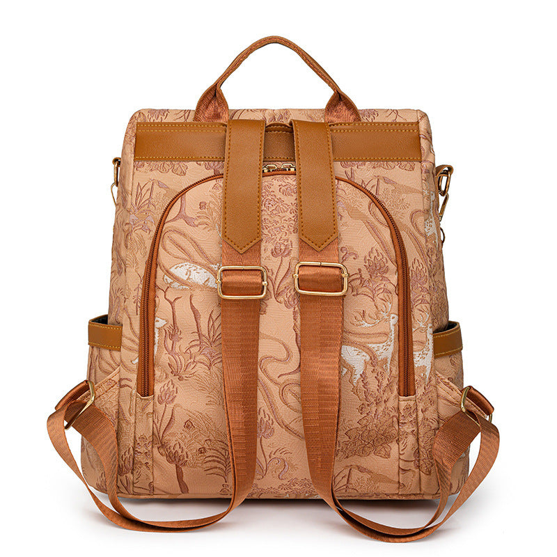 Elegant Floral Embossed Backpack Stornfield