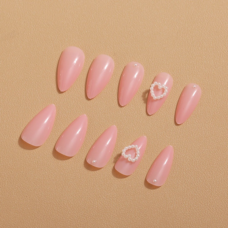 Artificial nails with 3D bow and pearl design Stornfield