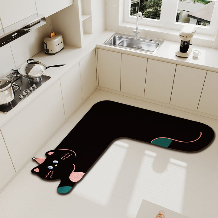Cat-Shaped Decorative Kitchen Mat for Home