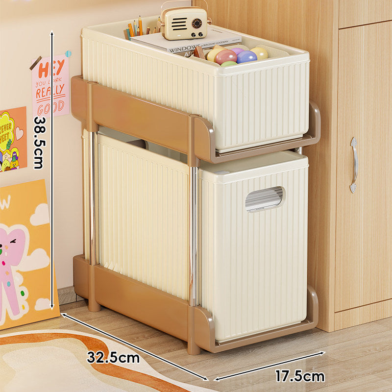 Slim Rolling Multi-Compartment Organizer Cart with Tissue Box Top and Removable Waste Bin