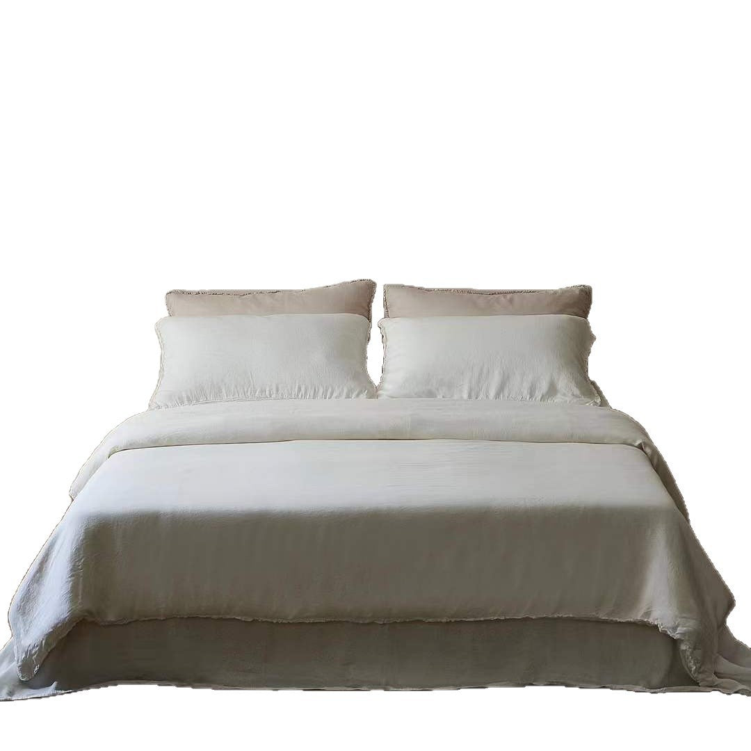 Washed Linen-Blend Ruffled-Edge Duvet Cover Set with Pillow Shams