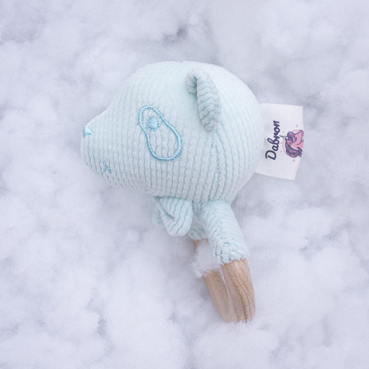 Organic Corduroy Baby Rattle with Natural Wood Teething Ring
