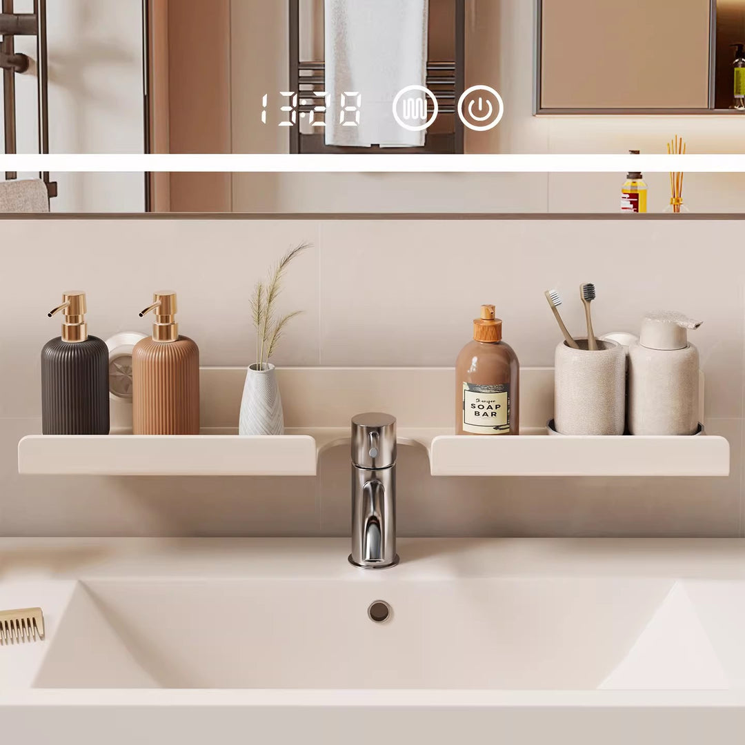 Slim Ventilated Suction-Mounted Bathroom Vanity Shelf