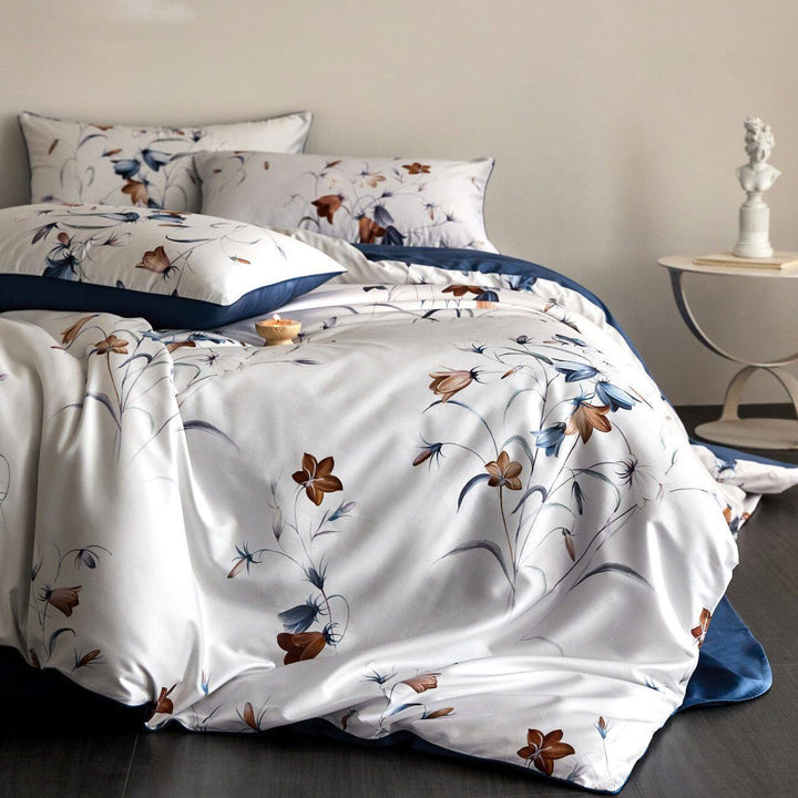 Floral Satin-Feel Duvet Cover Set with Oxford Shams