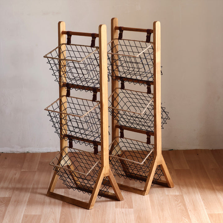 High-quality storage tower made of wood with metal baskets Stornfield