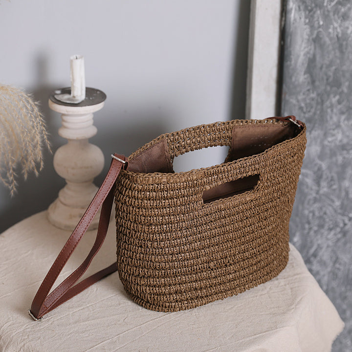Handbag made of natural cotton with leather handle Stornfield