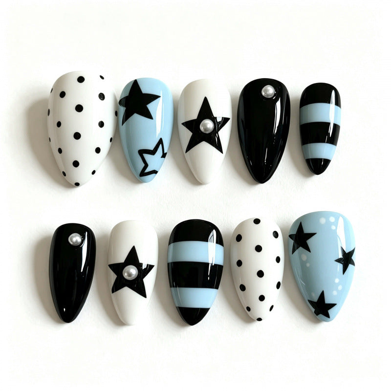 Decorative Star and Polka Dot Press-On Nails
