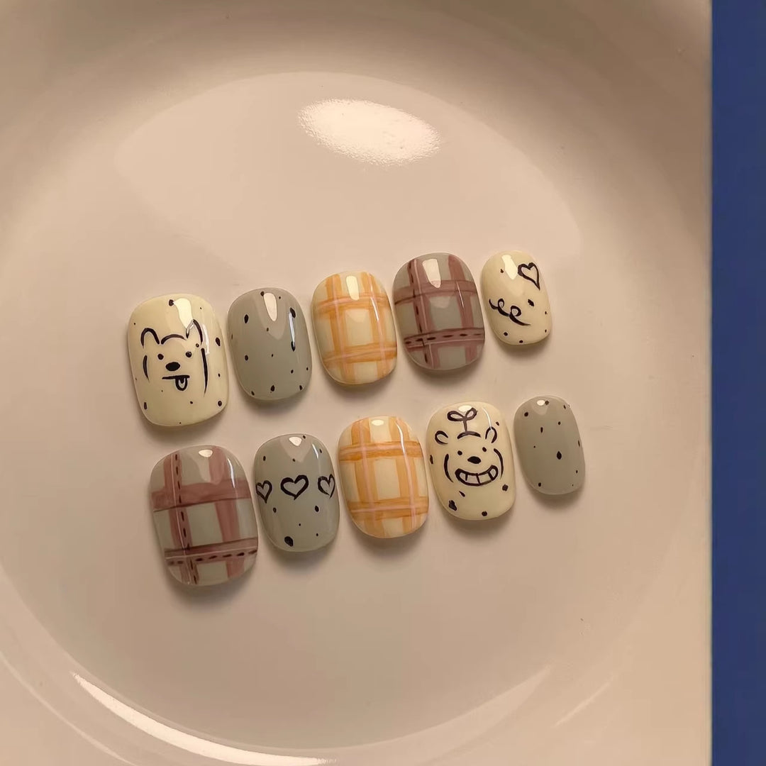 Whimsical Character-Themed Press-On Nail Art Set