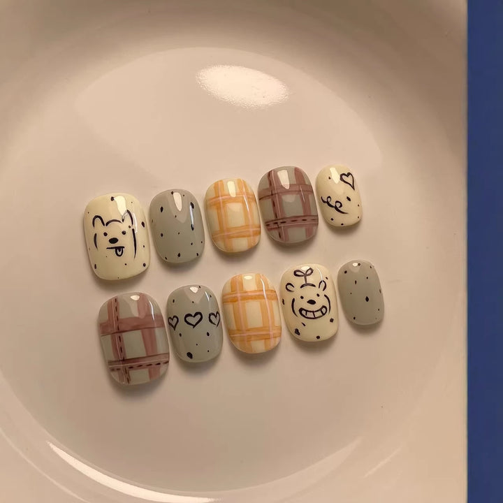 Whimsical Character-Themed Press-On Nail Art Set