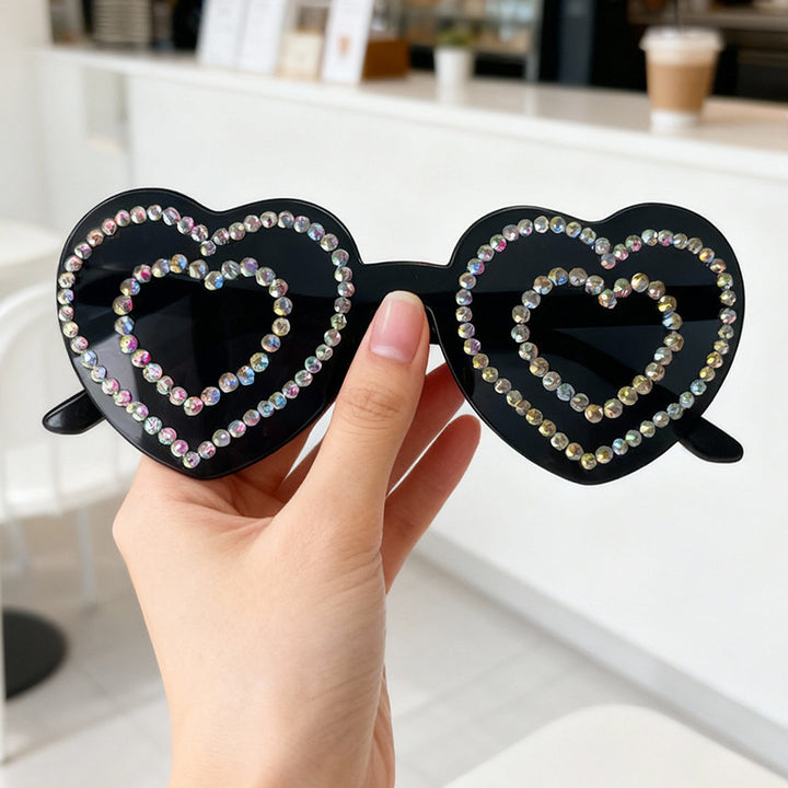 Rhinestone-Embellished Heart-Shaped Sunglasses Stornfield 1787141238
