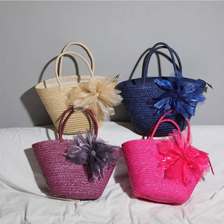 Stylish basket bag with eye-catching flower detail Stornfield