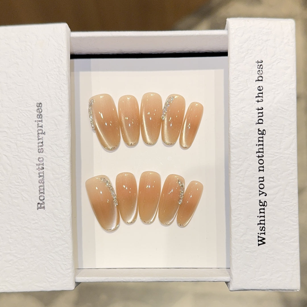 Elegant artificial nail tips with glitter details Stornfield