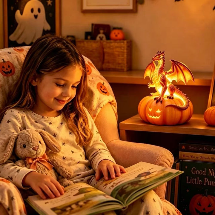 Decorative dragon on pumpkin lamp Stornfield