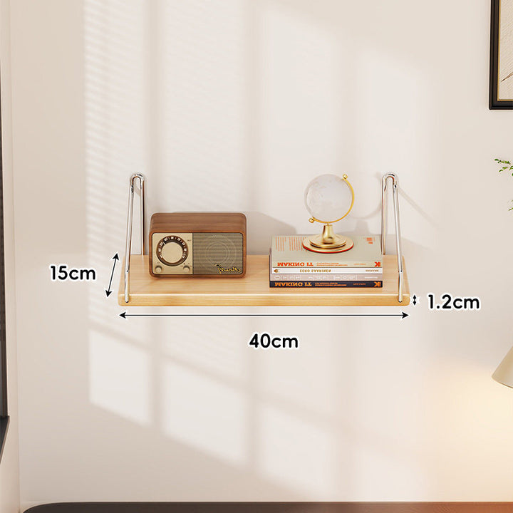 Compact Wall-Mounted Floating Shelf with Slim Metal Side Brackets