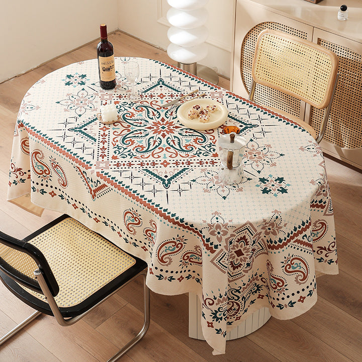 Water-repellent rectangular tablecloth with paisley pattern and coated cotton look Stornfield