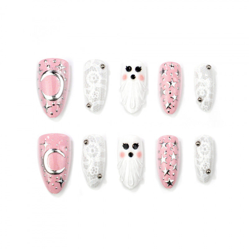 Thematic Ghost and Star Press-On Nails