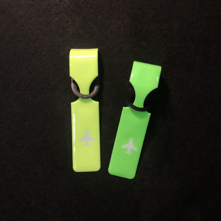 silicone airplane luggage tag with keyring clip and reflective travel ID strap Stornfield