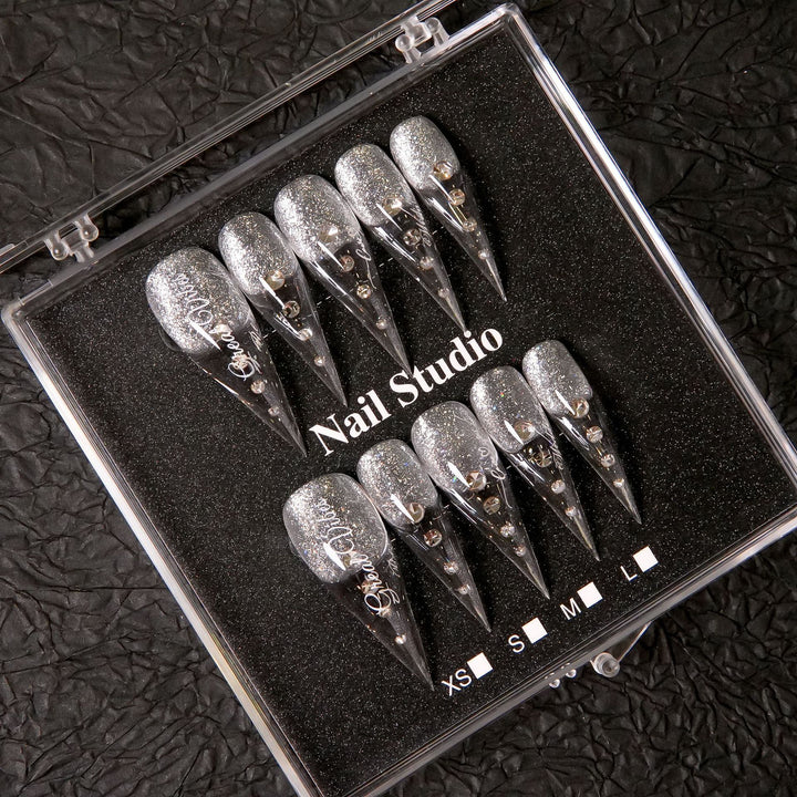 Glamorous Stiletto Press-On Nail Set with Gem Accents  1791254959