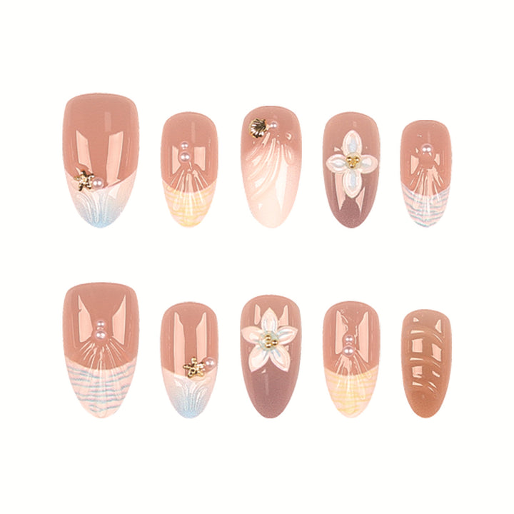 Decorative Floral Press-On Nail Art Set