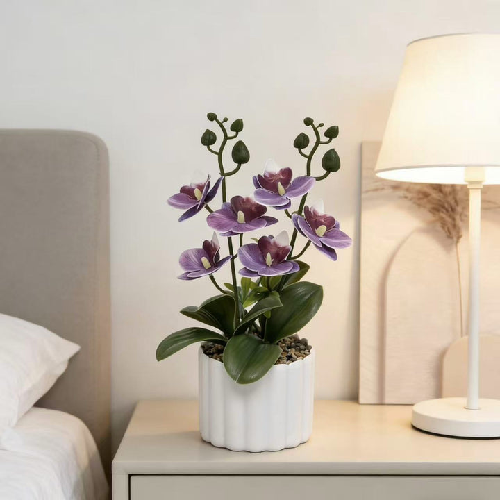 Lifelike Artificial Orchid Plant Arrangement for Home Display