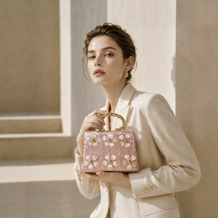 Floral Acrylic Handheld Clutch
