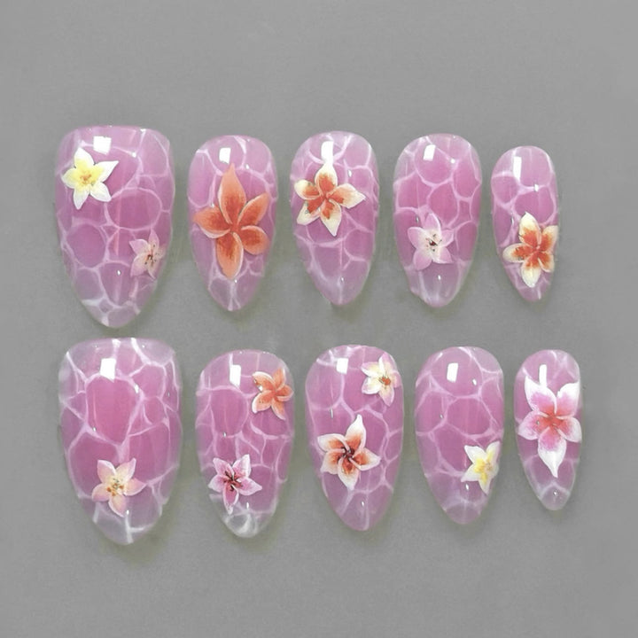 Artistic press-on nails with floral design Stornfield