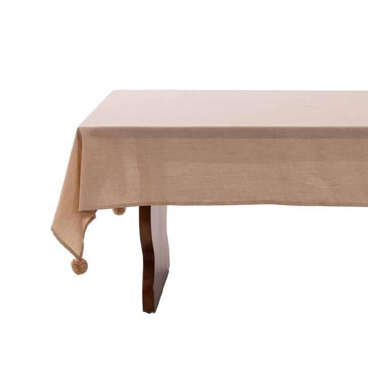 Rectangular tablecloth in linen look with pompom tassels Stornfield