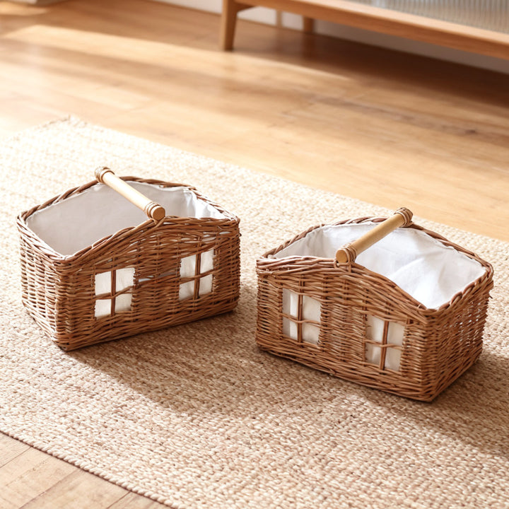 Rustic storage basket with linen lining Stornfield