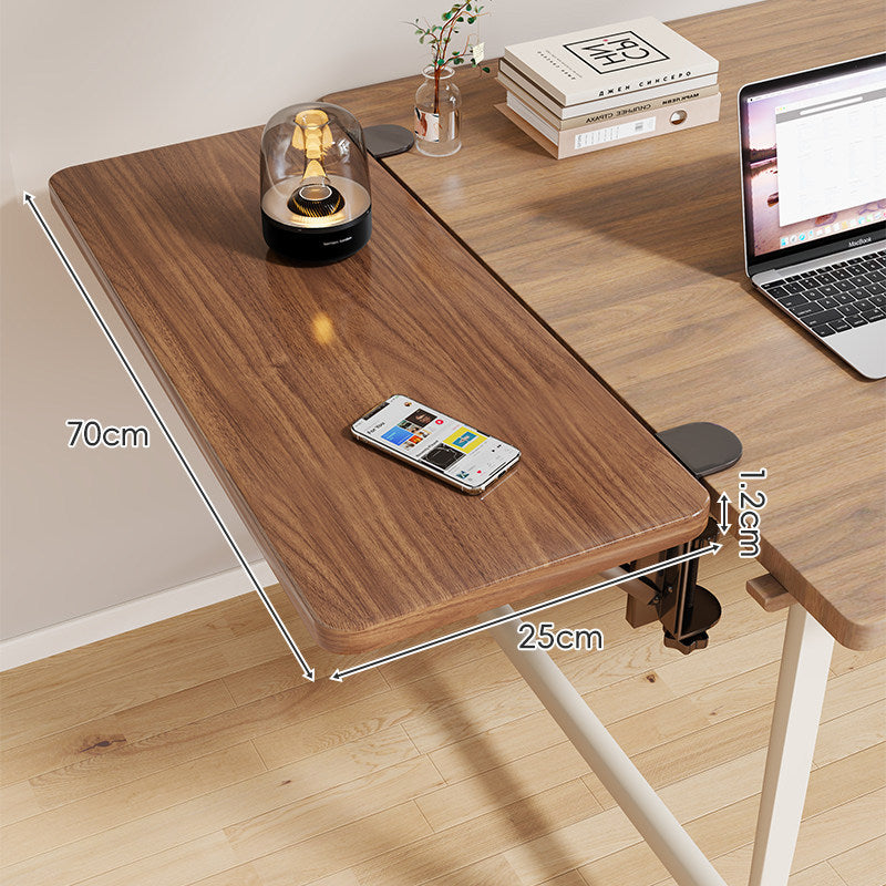 Clamp-On Adjustable Wooden Desk Side Shelf Extension with Foldable Bracket
