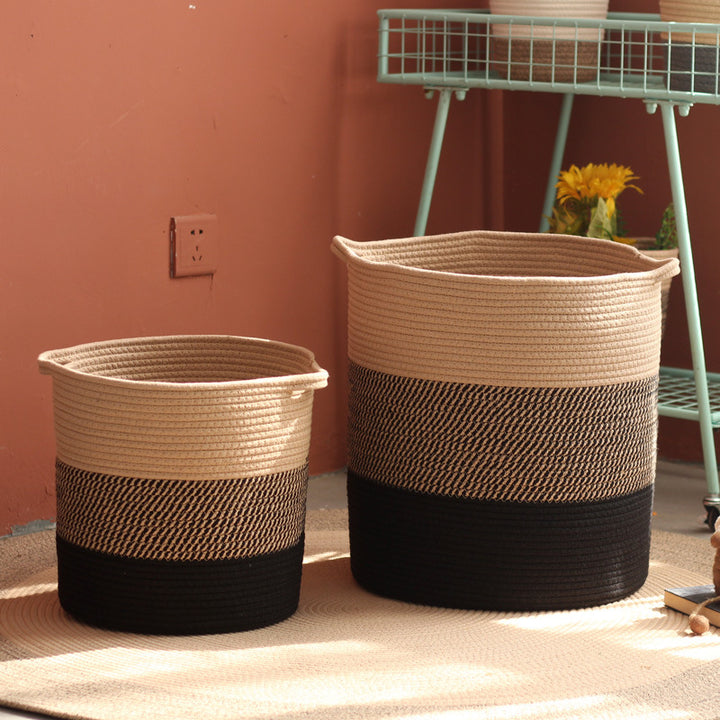 Stylish storage bucket made of woven natural material Stornfield