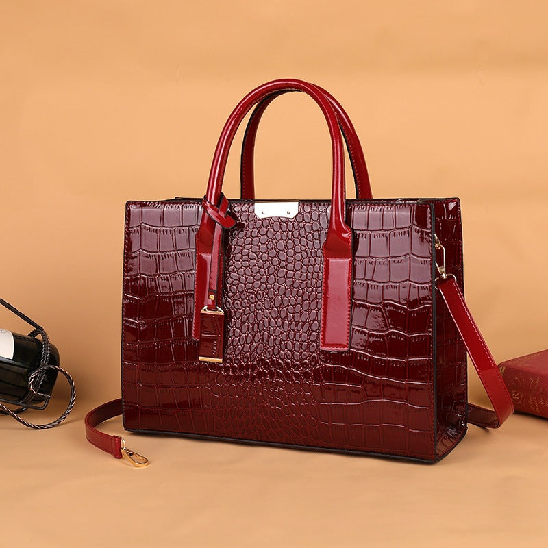 Crocodile-Effect Structured Tote Bag