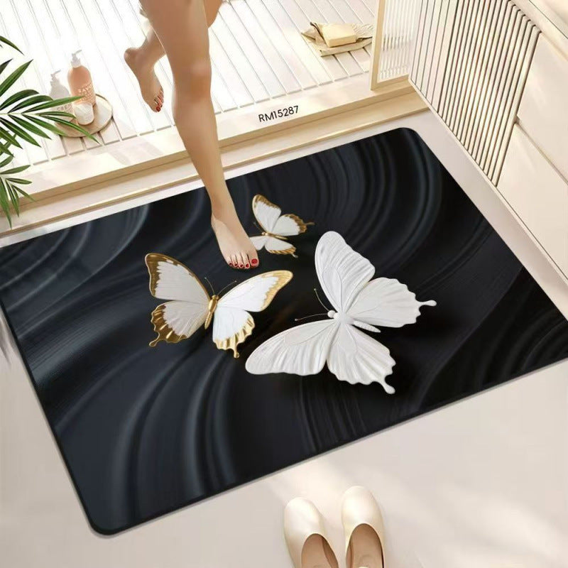 3D Butterfly Pattern Bath Mat