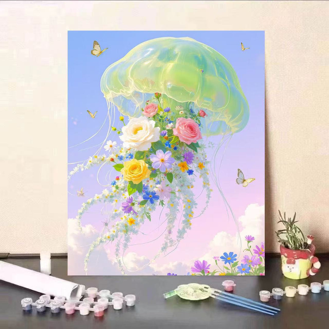 Floral Jellyfish Canvas Print Stornfield