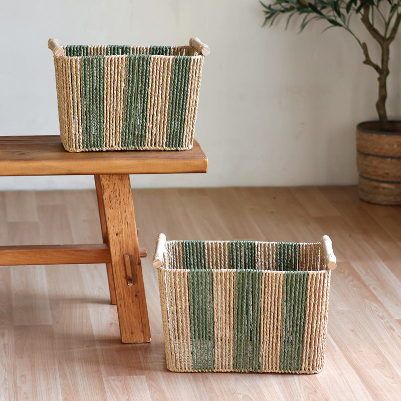 Handcrafted storage basket with natural fiber Stornfield