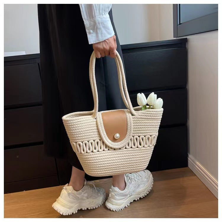 Handcrafted basket bag with elegant leather trim Stornfield