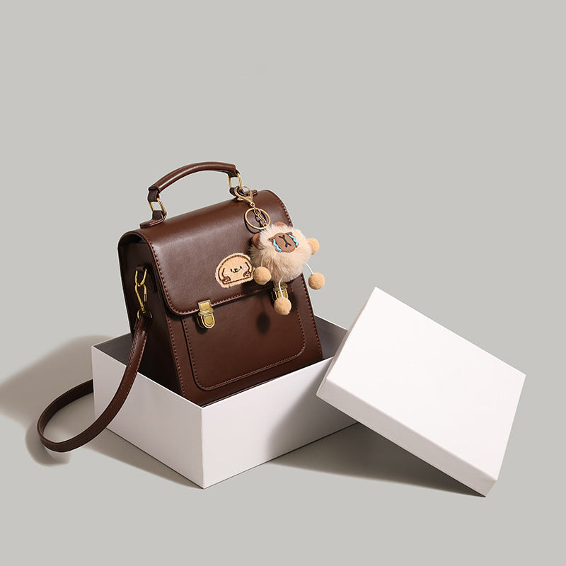 Playful Cartoon-Embroidered Satchel Bag Stornfield