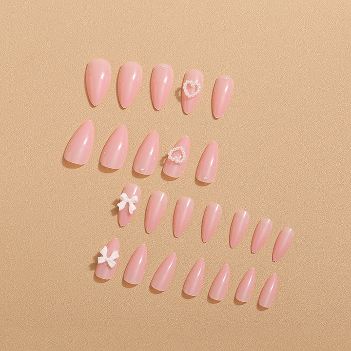 Artificial nails with 3D bow and pearl design Stornfield
