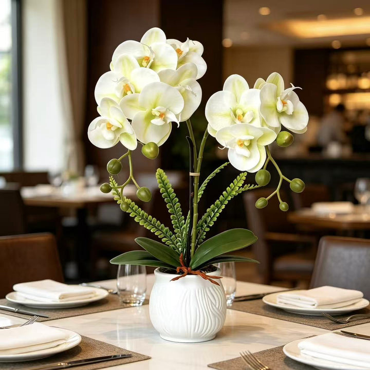 Elegant Artificial Orchid Plant Arrangement for Home Display