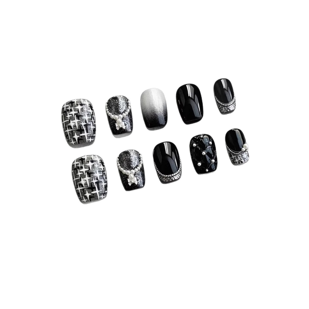 Decorative Press-On Nail Art Collection with Pearl and Ombre Accents