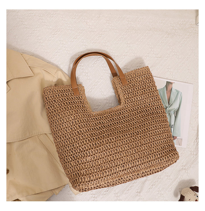Elegant Woven Tote Bag with Sturdy Leather Handles Stornfield