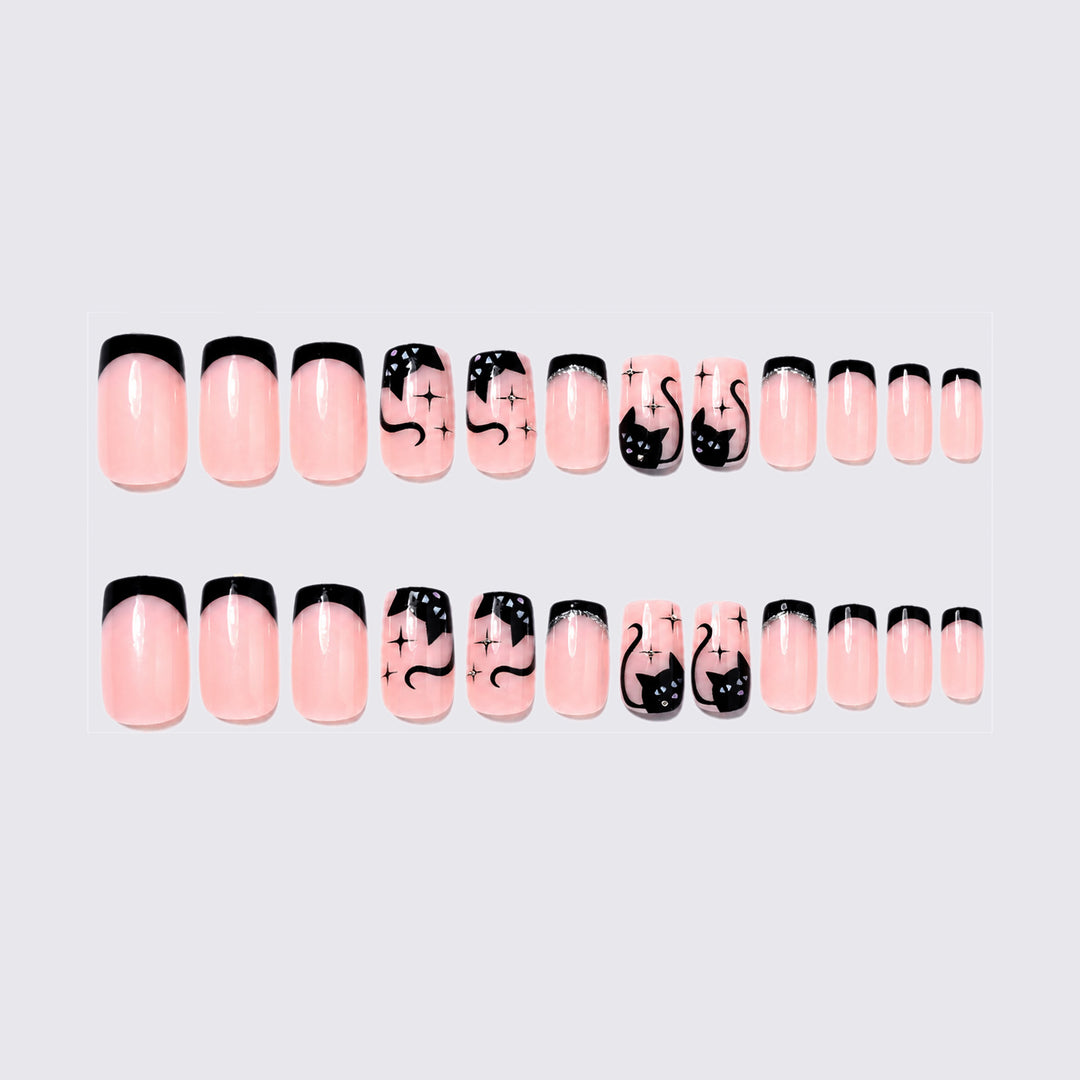 Decorative Cat-Themed Press-On Nail Set Stornfield